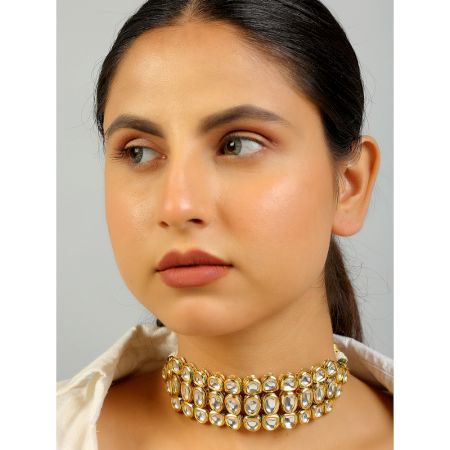 Handcrafted Kundan Grid Choker Necklace